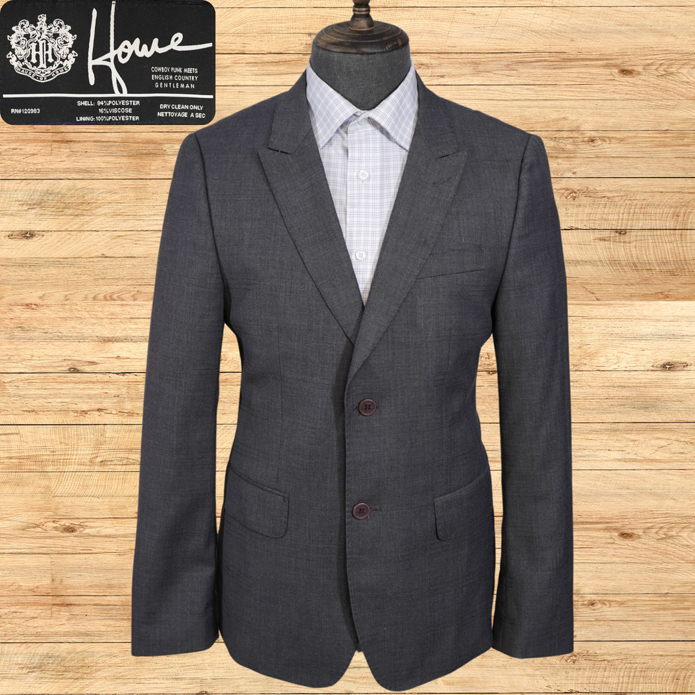 House of Howe Mens 42 Blazer Charcoal Gray Geometric Diamond Sport Coat Punk